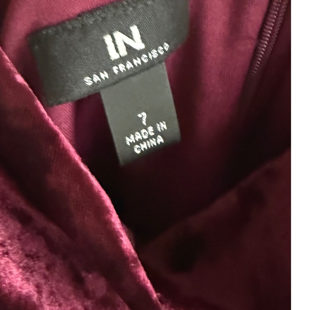 Y2K Velvet‎ Cowl Neck Mini Dress Wine Burgundy Holiday Glam Quiet Luxury Party S - Picture 5 of 6